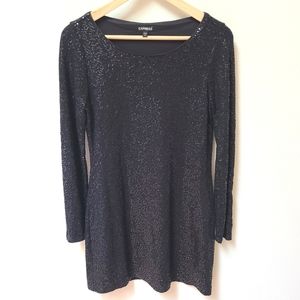 Express Black Sequin Long Sleeve Mini Dress Size Small